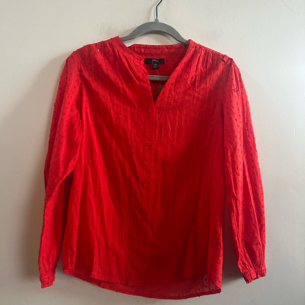 J.crew clip dot red blouse new with tags XS